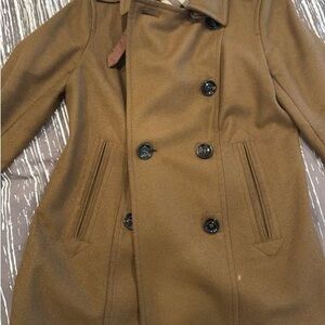 Burberry Camel Brown Double-Breasted Pea Coat